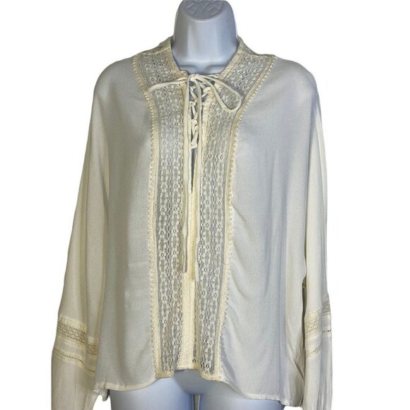 Bishop & Young Woman's Claudette Peasant Flowy Off White Blouse SZ‎ S - Picture 3 of 9